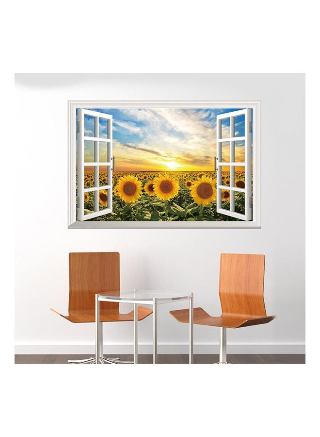 NIBEMINENT Warm Sunflower Fake Window DIY Removable Wall Sticker Multicolour 60x90cm