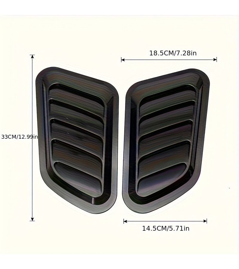 Black Glossy 2Pcs Car Hood Vents Air Intake Grille Shark Fin Design Durable - Image 2