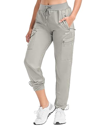 BVVU Womens Hiking Pants Lightweight Quick Dry Travel Outdoor Pants Waterproof Work Cargo Joggers with Zipper Pockets - Image 1