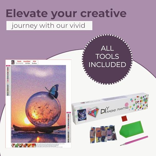 RANUR 5D Butterfly Diamond Painting Kit, Home Wall Decor, Diamond Art Kit for Kids and Adults, Stunning DIY Decor with Rhinestone, Artistic Masterpieces - Image 2