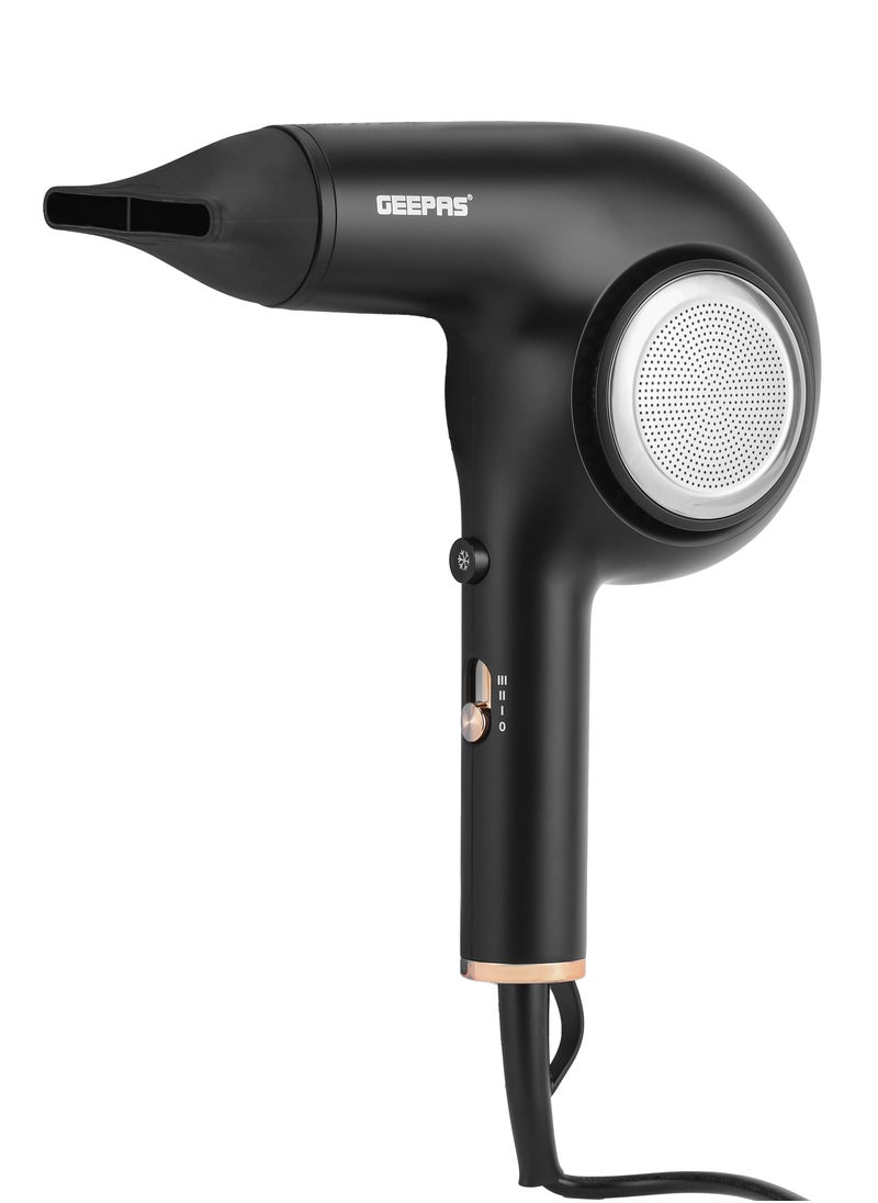 GEEPAS - Professional Hair Dryer with 3 Speed Control, Streamline Modern Design, Cool Shot Function, Hang-up Hook, Detachable Cap, Removable Back Cover - Image 1