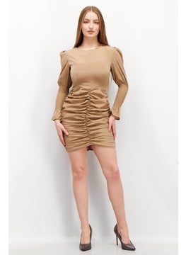 Missguided Women Petite Plain Mini Casual Dress, Dark Tan  - Image 4