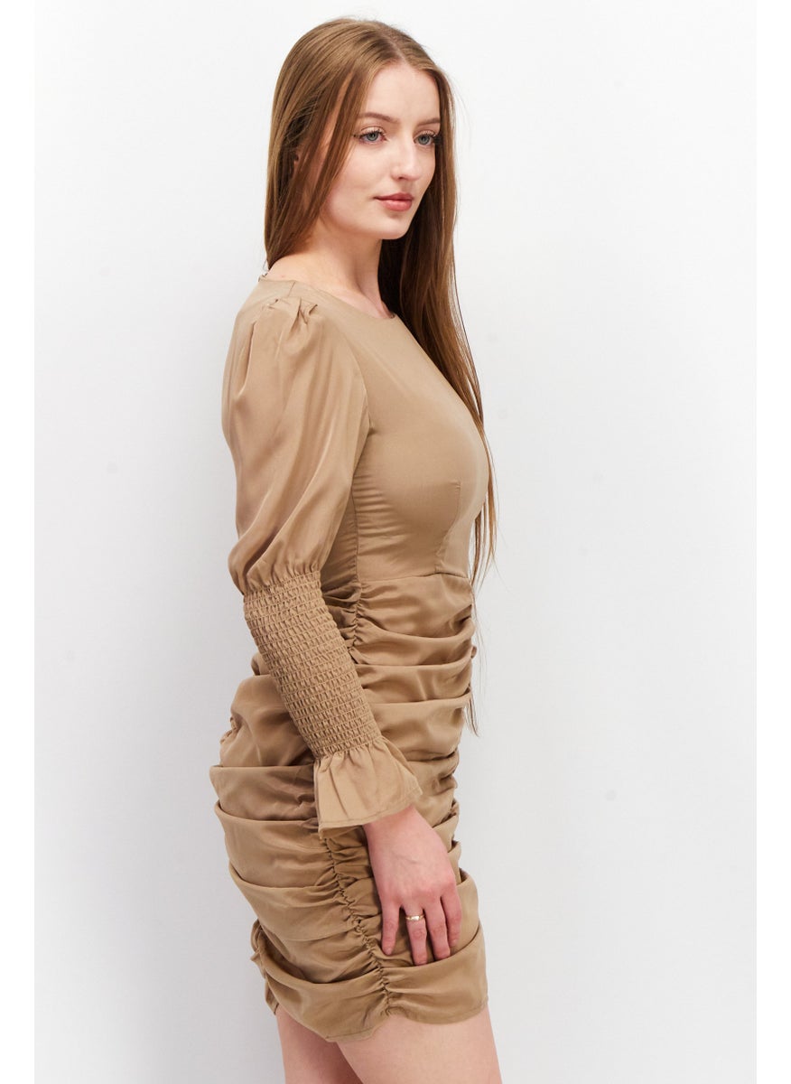 Missguided Women Petite Plain Mini Casual Dress, Dark Tan  - Image 2
