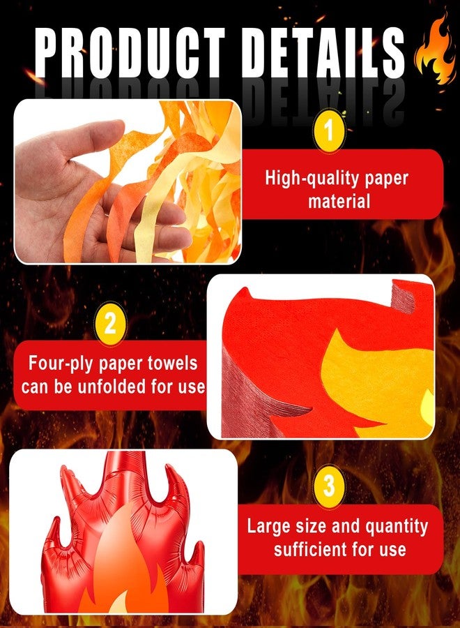 Blueweenly 74 Pcs Fire Party Decorations Include 18 Flame Balloons 6 Fire Paper Hanging Decorations and 50 Flame Napkins for Fireman Graduation Party Supplies - Image 3