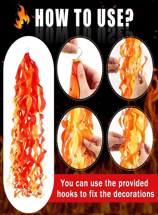 Blueweenly 74 Pcs Fire Party Decorations Include 18 Flame Balloons 6 Fire Paper Hanging Decorations and 50 Flame Napkins for Fireman Graduation Party Supplies - Image 5