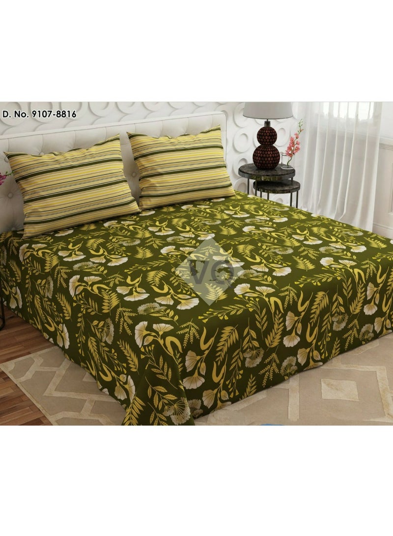 Double Bed sheet Set King Size- Cotton Bedsheet Printed with Pillow Covers