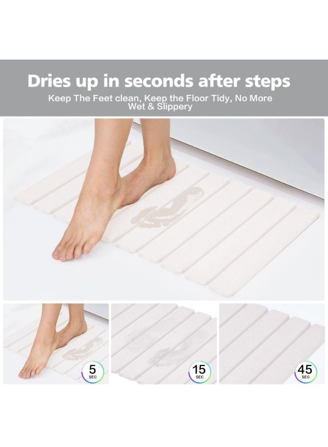 Foldable Stone Bath Mat, Non-Slip Diatomaceous Earth Bath Mat, Super Absorbent Quick Drying Bath Stone Mat, Luxury Bath mat for Bathroom Kitchen Bathtub, 23.4 * 15.4" White - Image 5
