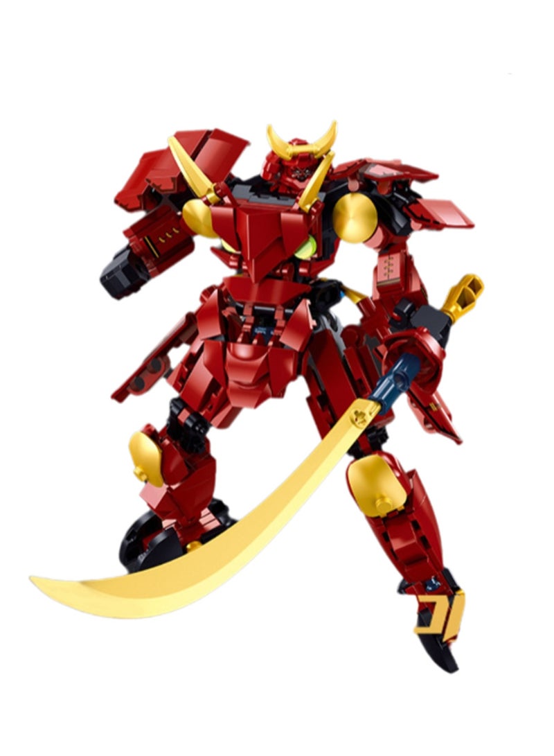 Red Armor Character Model Set Building Blocks Creative Diy Simulation Collection Building Assembly Toys Children Adult Home Decoration - Image 1