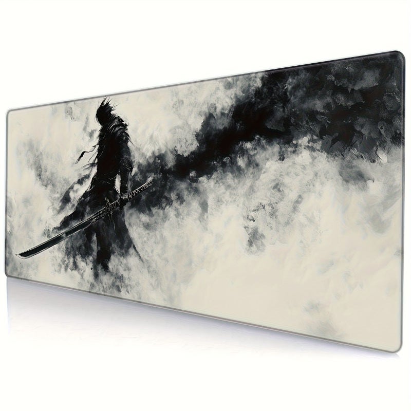 A Large Gaming Mouse Pad 40 X 80 Cm 15 7 31 5 Inches Japanese Samurai Sword Design Black And White High Definition Art Pattern Non Slip Rubber Base Suitable For Office And Home Use Perfect Gift - Image 3