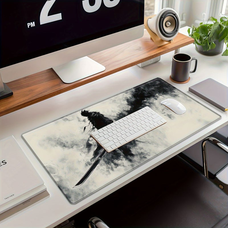 A Large Gaming Mouse Pad 40 X 80 Cm 15 7 31 5 Inches Japanese Samurai Sword Design Black And White High Definition Art Pattern Non Slip Rubber Base Suitable For Office And Home Use Perfect Gift - Image 5