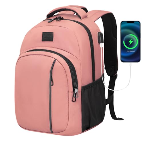 LARIPOP Carry On Backpack for Airplane 156 Inch Laptop Backpack with USB Charging Port Water Resistant Business Travel Backpack Lightweight College School Bookbag Anti Theft for Men Women Flesh - Image 1