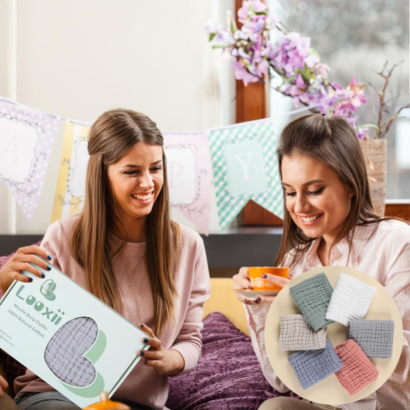 Looxii Muslin Burp Cloths 100% Cotton Muslin Cloths Large 20''x10'' Extra Soft and Absorbent 6 Pack Baby Burping Cloth for Boys and Girls(Multicolor) - Image 4