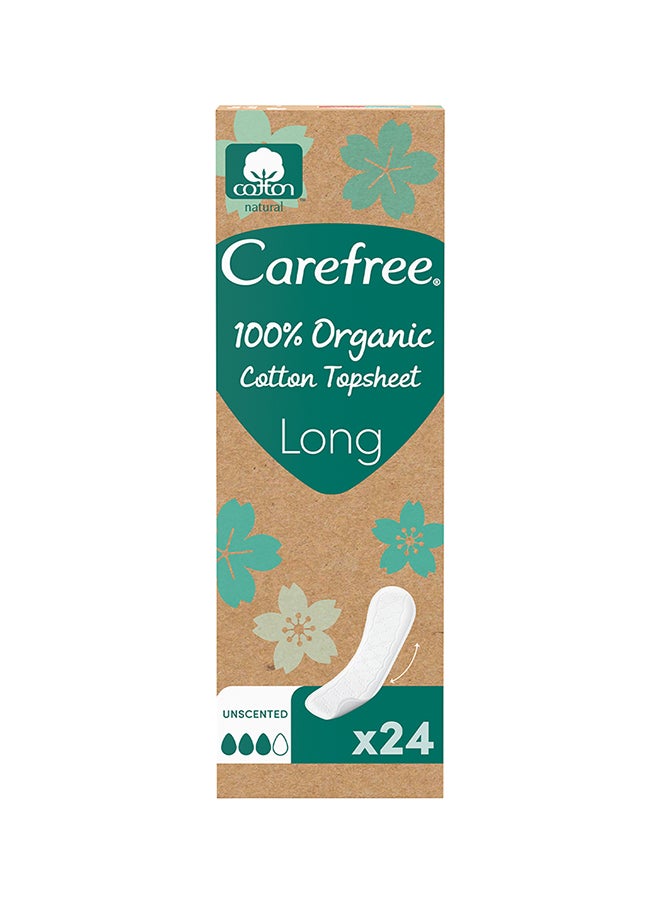Carefree - Dermatologically Tested Uncented Organic Cotton Long Panty Liners 24 Pcs - Image 1