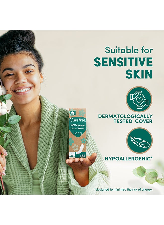 Carefree - Dermatologically Tested Uncented Organic Cotton Long Panty Liners 24 Pcs - Image 1