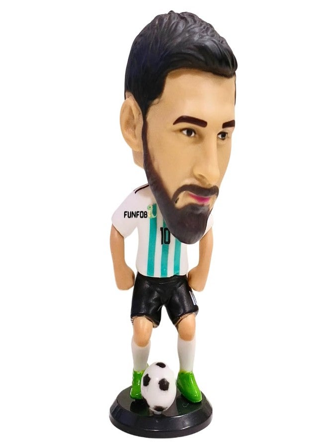 FUNFOB Messi Action Figure Height - 10cm for Football Fans | Assembly Required | Car Decor Study Table Collectible Multicolour PVC | Messi Figure - Image 1