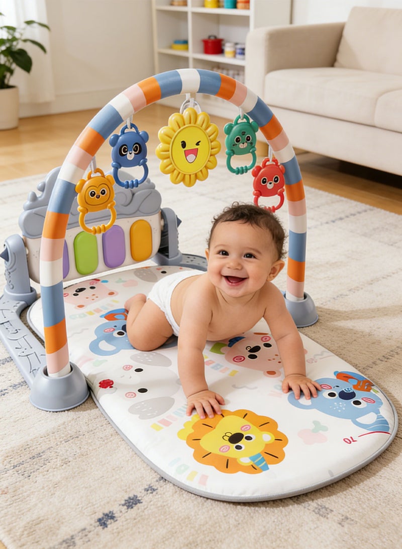 MaBaby Baby Play Mat Gym with Piano Keyboard,Activity Gym for Newborns 0-36 Months – Kick & Play Musical Mat with Hanging Rattles, Lights & Early Education Toys for Tummy Time, Sit & Play - Image 2