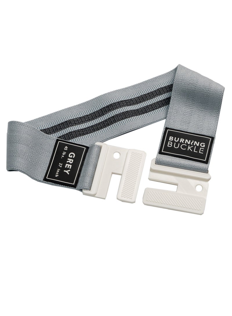 Burning Buckle Set of 2 Bands | The Original Gym Band That Opens | Premium Resistance Hip Bands for Women and Men | Exercise bands | Glutes bands for Women and Men | Two Resistance Levels | Black & Grey | 69cm - Image 3