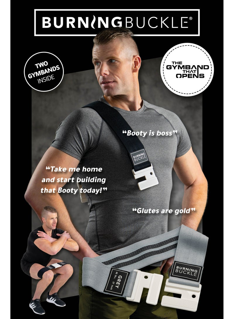 Burning Buckle Set of 2 Bands | The Original Gym Band That Opens | Premium Resistance Hip Bands for Women and Men | Exercise bands | Glutes bands for Women and Men | Two Resistance Levels | Black & Grey | 69cm - Image 5