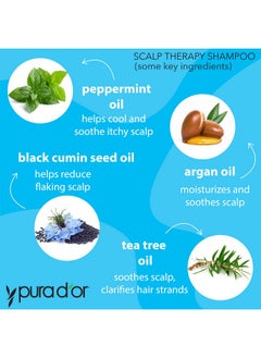 Pura d'or Therapy Shampoo (16Oz) Hydrates & Nourishes - Scalp Care Shampoo For Itchy Flaky Scalp W/ Tea Tree, Peppermint, Patchouli, Cedarwood, Clary Sage, Argan Oil (Packaging May Vary)  - Image 2