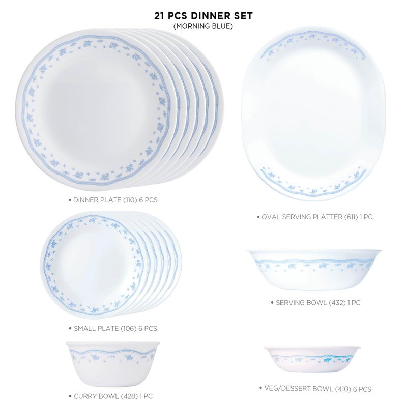 Corelle Corelle Livingware Series Morning Blue 21 Pcs Dinner Set  - Image 3