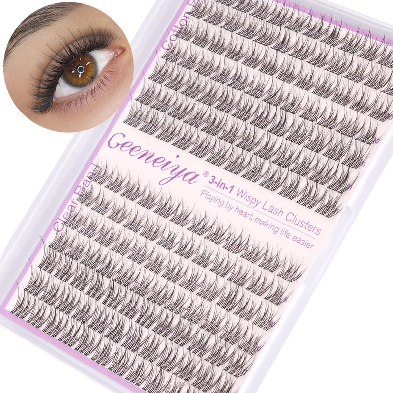 Clear Band Natural Lash Clusters Wispy Individual Eyelashes DIY Lash Extensions Natural Look Cluster Lashes D Curl Eyelash ExtensionGeeneiya Wispy Eyelash Clusters 911MMClear and Black Band