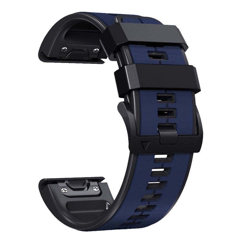 Abanen Quick Fit 22mm Silicone Watch Bands for Garmin Forerunner 955 Fenix 7 epix 2 Fenix 5  Soft Sport Bicolor Waterproof Wristband Strap for Gramin Instinct 2 Solar/Instinct (Dark Blue-Black) - Image 1