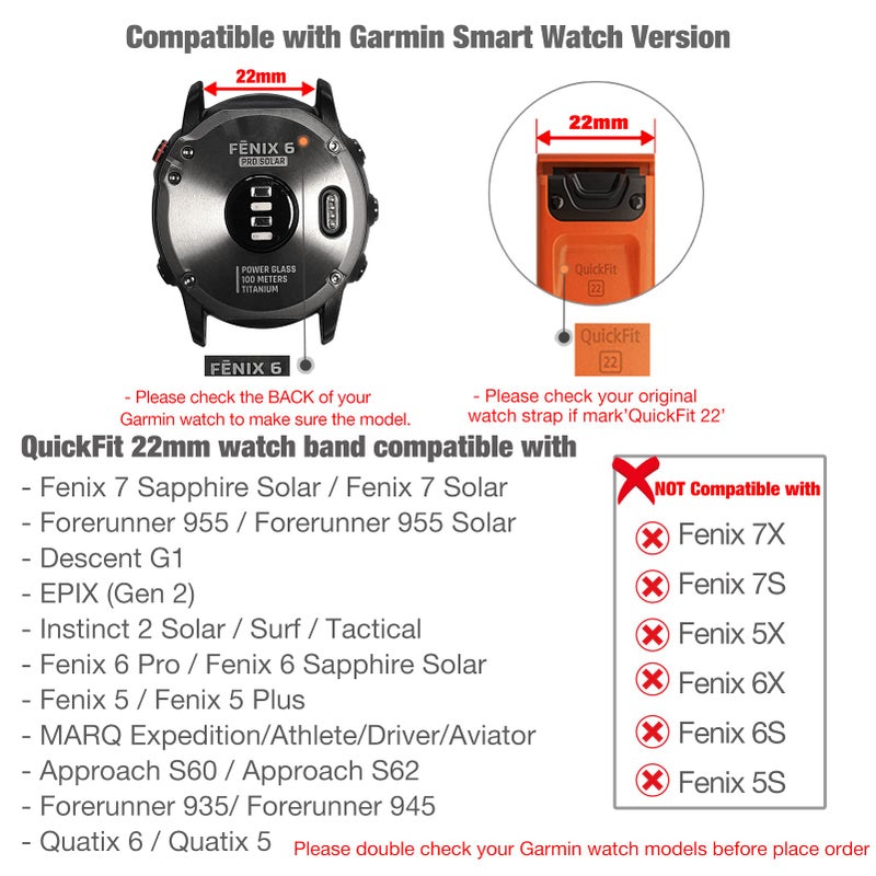 Abanen Quick Fit 22mm Silicone Watch Bands for Garmin Forerunner 955 Fenix 7 epix 2 Fenix 5  Soft Sport Bicolor Waterproof Wristband Strap for Gramin Instinct 2 Solar/Instinct (Dark Blue-Black) - Image 3