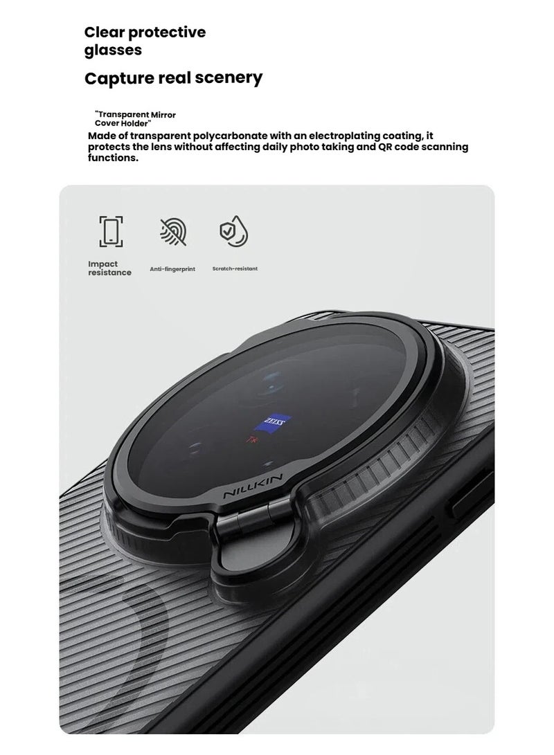 غلاف واقي مغناطيسي متوافق مع هاتف Vivo X300 Pro - مزود بغطاء حماية خصوصية لعدسة الكاميرا مع حامل قابل للطي. يتميز بإطار من مادة TPU مع ممتصات صدمات في الزوايا الخلفية من مادة PC. - Image 4