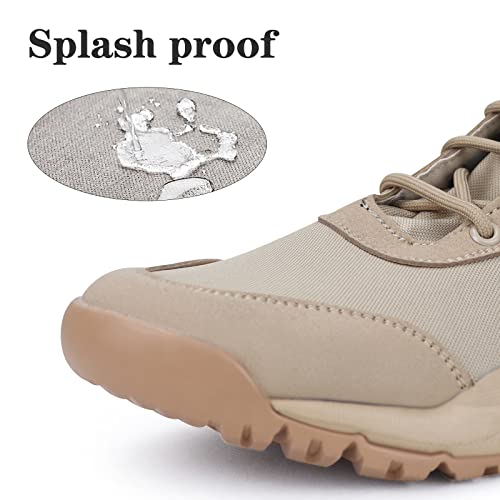 LUDEY Tactical Boots for Men Lightweight Military Combat Boots Waterproof Comfortable for Work & Security Beige 10.5US - Image 2