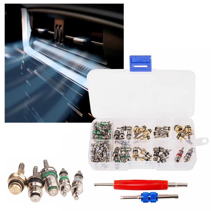 Valve Core Tool Kit: 102Pcs High Strength Hardness - Quick Easy Valve Core Remover Installer for R12 R134a Car Air Conditioning Maintenance - Image 2
