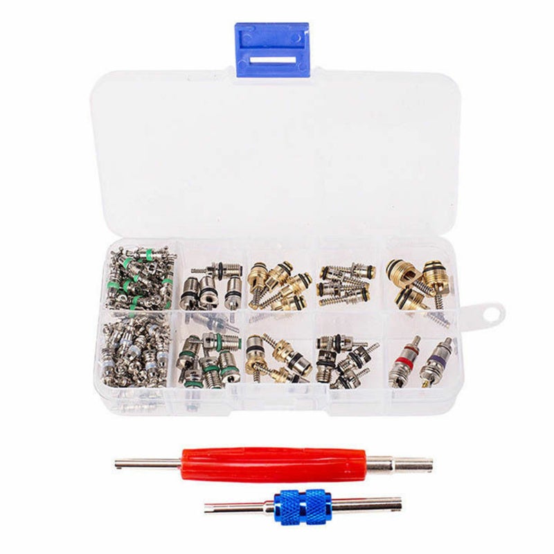 Valve Core Tool Kit: 102Pcs High Strength Hardness - Quick Easy Valve Core Remover Installer for R12 R134a Car Air Conditioning Maintenance - Image 1