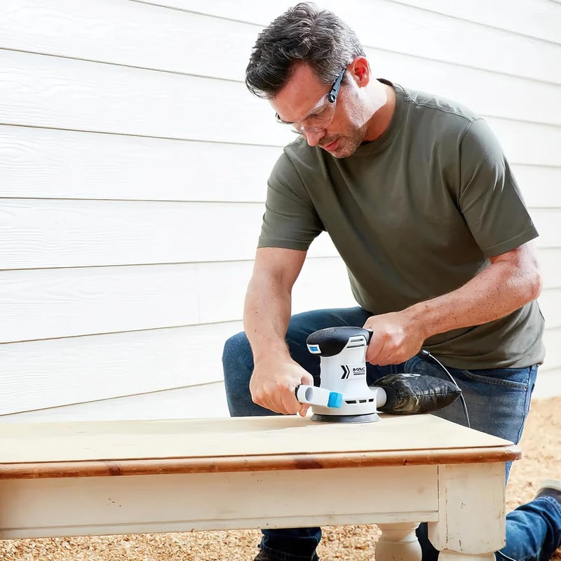 Mac Allister Msos300 300W 230-240V Corded Random Orbit Sander, White/Black - Image 2