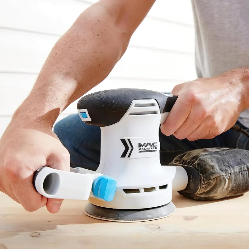 Mac Allister Msos300 300W 230-240V Corded Random Orbit Sander, White/Black - Image 3