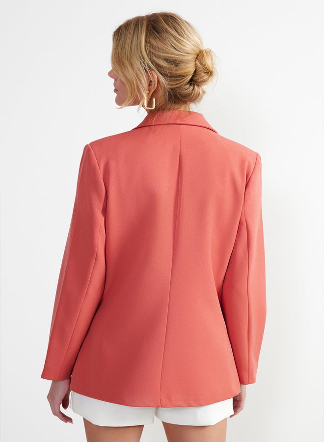 trendyol Pomegranate Blossom Regular Lined Double Breasted Closure Woven Blazer Jacket - Image 5