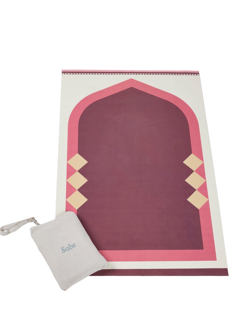 Sabr 'Lahore' Compact Prayer Mat (burgundy) - Image 1