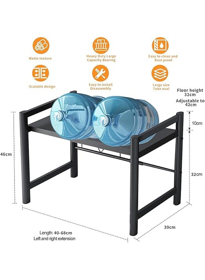 Microwave Stand, Microwave Oven Rack With 6 Hooks, Expandable Horizontal Extension Microwave Shelf, Kitchen Counter Organizer for Toaster Oven Rice Cooker - Image 5