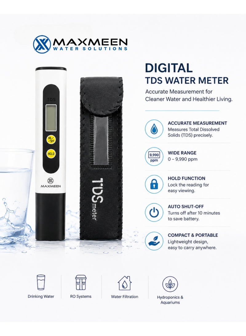 MAXMEEN Digital TDS Water Meter – White/Black - Image 3