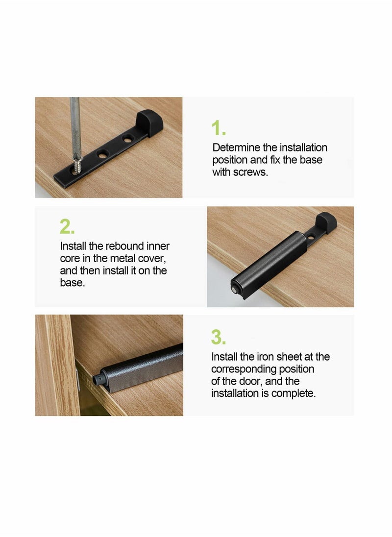 Y&D - Magnetic Touch Latch, Door Catch Push to Open Latch Adjustable Cabinet Closures Release Catches Damper for Cupboard Wardrobe (6Pcs Black) - Image 1