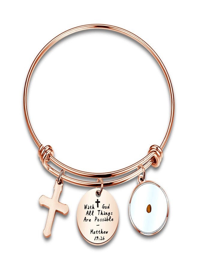 WUSUANED Mustard Seed Bible Verse Bracelet With God All Things Are Possible Religious Faith Jewelry Christian Gifts For Women (with god all things are possible mustard seed bracelet RG) - Image 1