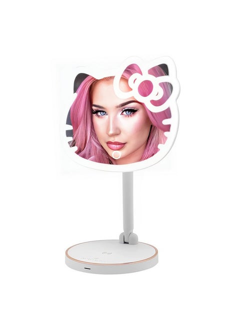 Impressions Vanity Hello Kitty Led Rechargeable Makeup Mirror With 360 Degree Rotation, Touch Sensor Desk Mirror With Light Strip And Adjustable Brightness