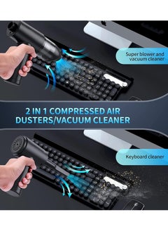 Joshberg Compressed Air Duster,2 in 1 Electric Air Duster and Vacuum,3-Gear to 91000RPM Rechargeable Cordless Air Blower for Computer Laptop Keyboard Camera Electronics Cleaning Kit  - Image 4