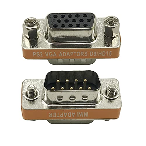 Seadream DB9 9 Pin Male to HD15 HDD15 15 Pin Female Male to Female MF Molded CGAVGA Video Adapter Gender Changer Coupler - Image 1