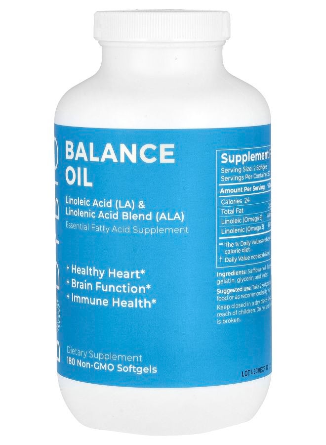 BodyBio Balance Oil Linoleic Acid (LA) & Linolenic Acid Blend (ALA) 180 Softgels - Image 2