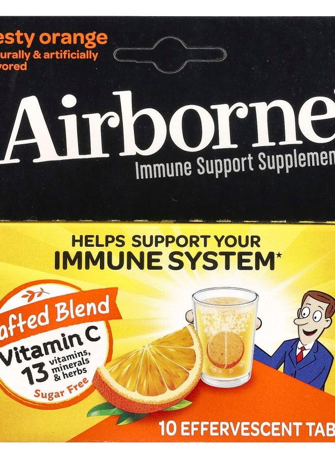 Immune Support Supplement Zesty Orange 10 Effervescent Tablets