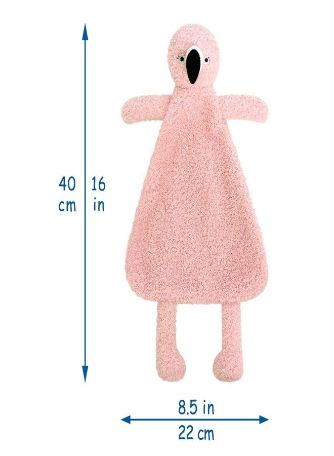 Doindute Baby Pink Flamingo Soft Stuffed Animal Security Blanket, Plush Flamingo Character Lovey Blanket, Baby Shower/Nursery Gift, Newborn Infant Toddler Snuggle Blankie for Boys Girls, 16 Inches - Image 2