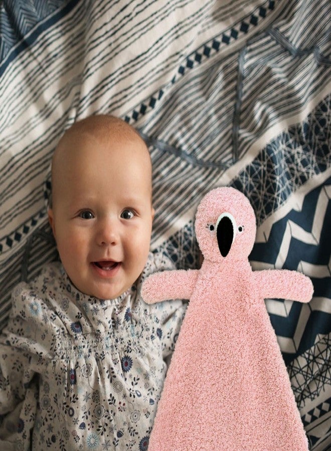 Doindute Baby Pink Flamingo Soft Stuffed Animal Security Blanket, Plush Flamingo Character Lovey Blanket, Baby Shower/Nursery Gift, Newborn Infant Toddler Snuggle Blankie for Boys Girls, 16 Inches - Image 4