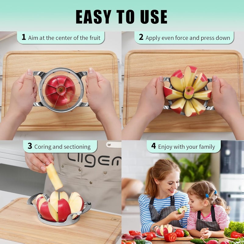 LIIGEMI Apple Slicer, 4.75-Inch 8 Blade Extra Large Apple Slicer and Corer，Heavy Duty Apple Cutter and Divider，Easy to Use, Time-Saving. - Image 3