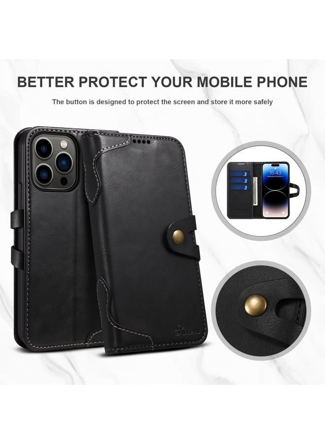 سوتين جراب هاتف جلدي بمشبك من جلد العجل لهاتف iPhone 14 Pro Max - Image 2