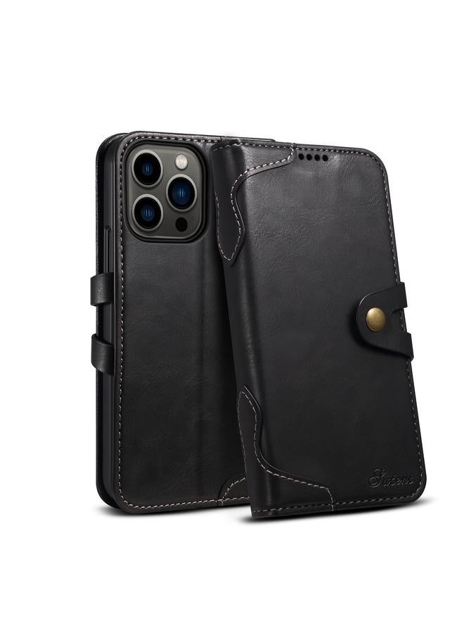 سوتين جراب هاتف جلدي بمشبك من جلد العجل لهاتف iPhone 14 Pro Max - Image 1