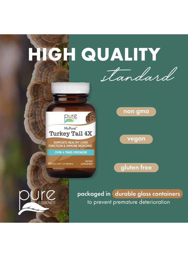 PURE ESSENCE LABS Organic Turkey Tail 4X Mushroom Extract, Vegan Mushrooms Supplement for Immune Building, 60 Capsules - Image 5